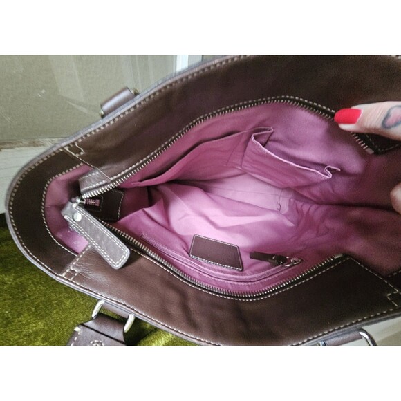 Coach Hamilton Purple Pebbled Leather Shoulder Tote Bag purse F13959 Excellent - Picture 3 of 10